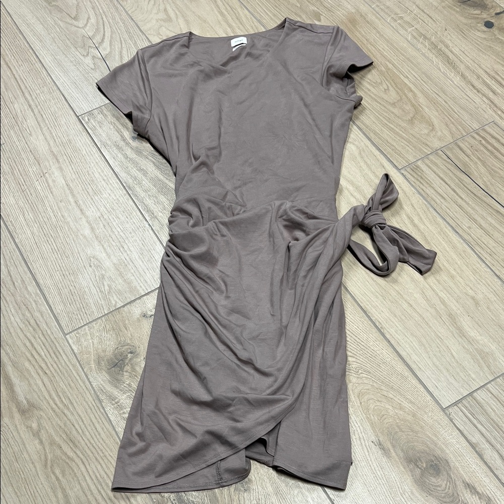 Aritzia Asymmetrical Dress in Soft Taupe